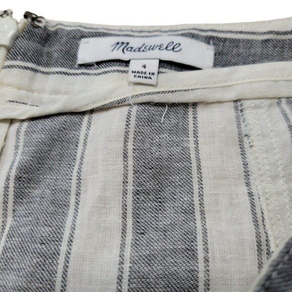 Madewell Skirt Size 4 W30"in Waist A-Line Skirt Linen Blend Mini Skirt Striped - Picture 5 of 5